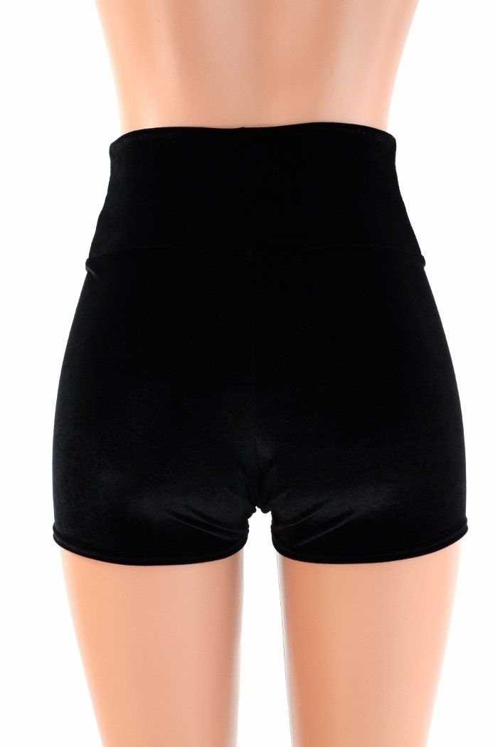 Black Velvet High Waist Shorts 154138 - Etsy