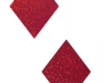 Red Sparkly Jewel Diamond Body Stickers Shiny Holographic Shape