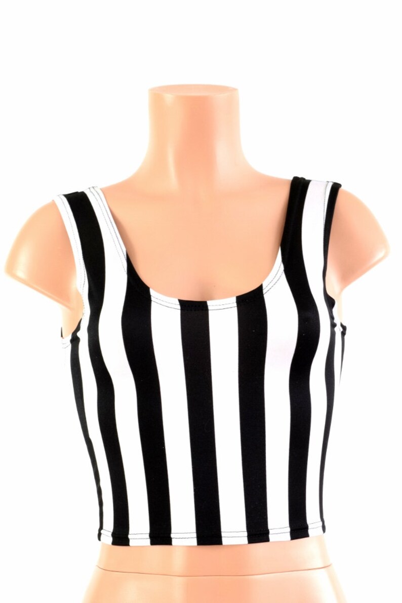 Black & White Striped Crop Tank 154259 - Etsy