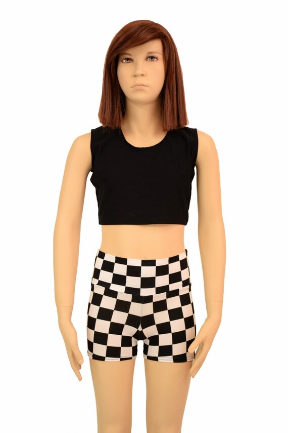 Kids black high waisted shorts top