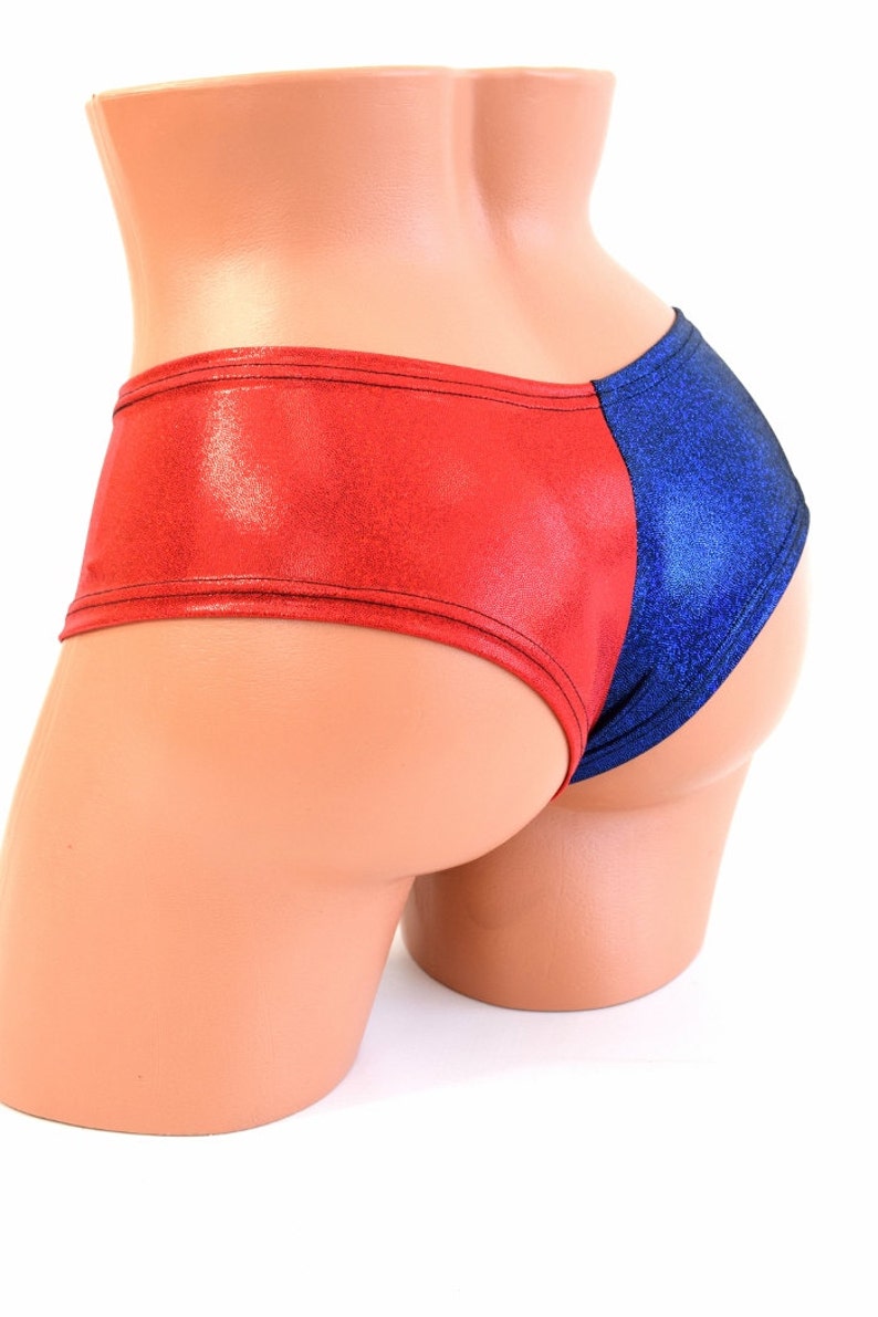 Harlequin Ultra Cheeky Booty Shorts in Red and Blue Sparky Jewel 151241 