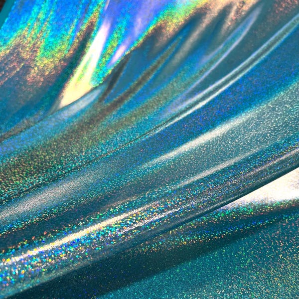 Seafoam Holographic Four Way Stretch Spandex Fabric (By the Yard)