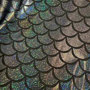 Black Dragon Scale  Four Way Stretch Spandex Fabric   (By the Yard)
