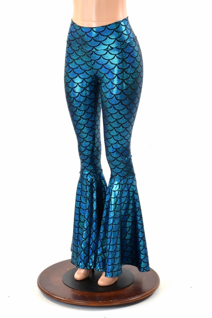 Green Mermaid Leggings Dragon Fish Scale Holographic Sparkle Pants Turquoise  Ariel Men's Halloween New Year's String Cheese Christmas Phish 