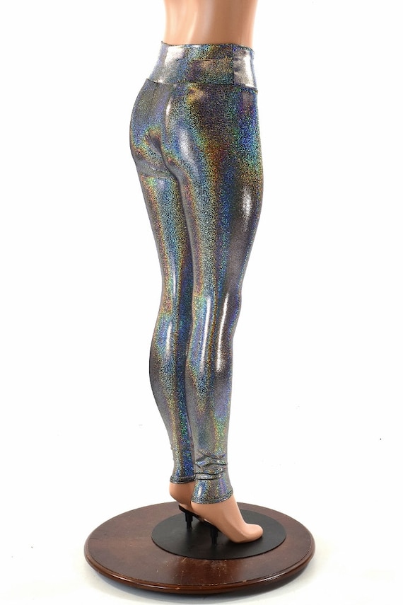 High waisted silver leggings cheap