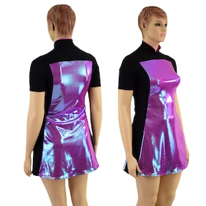 Black Zen and Plumeria Color Blocked Mini Dress EMK85770