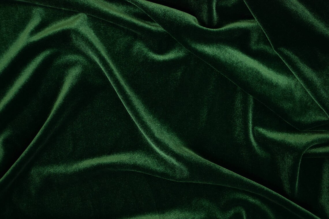 Solid Forest Green Stretch Velvet Fabric by the Yard Etsy