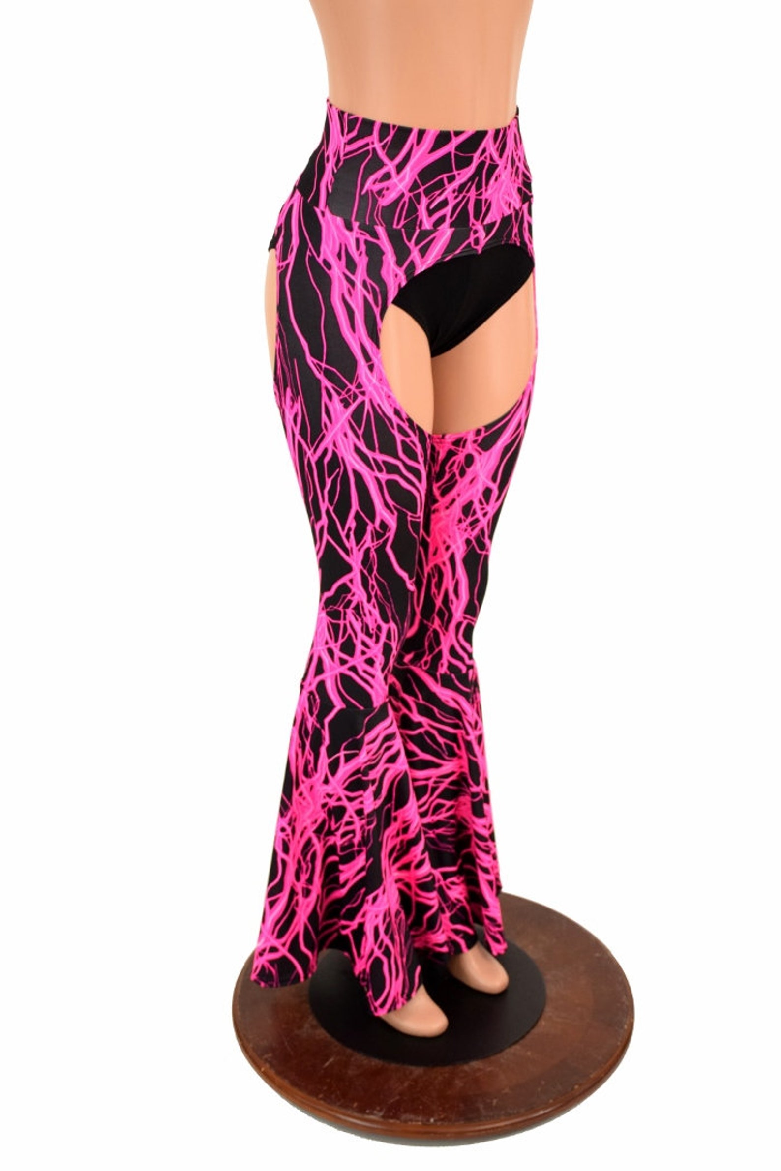 Bell Bottom Flare Chaps in Pink Lightning UV GLOW (shorts Not Included ...
