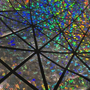 Silver on Black Cracked Tile  Four Way Stretch Spandex Fabric (By the Yard)