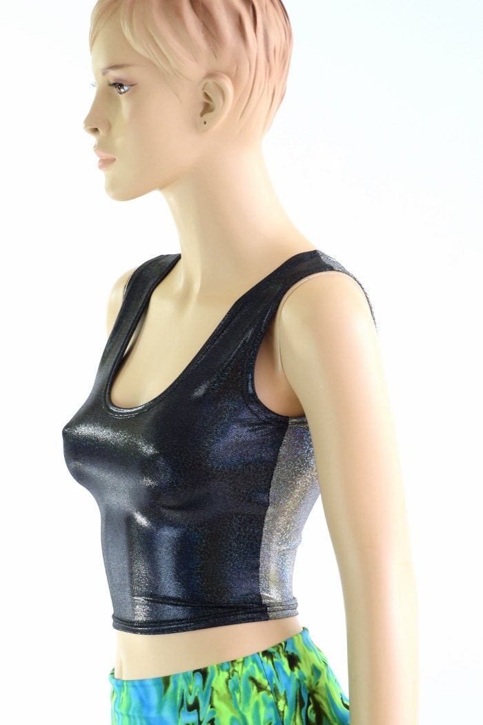 2P CUT TOPS ー BEEDEN Two Tone Tank Style Crop Top Front to Back Reversible in