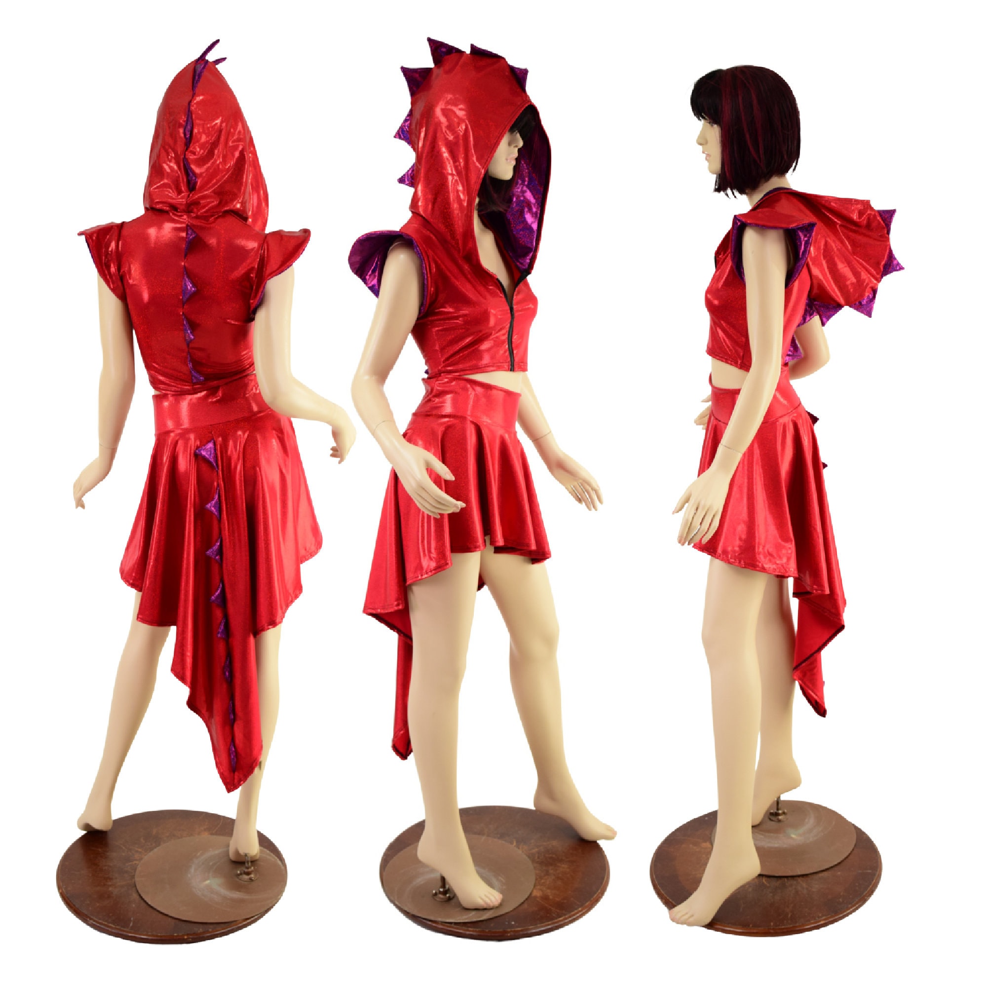 2PC Red Sparkly Jewel Dragon Tail Skirt Set With Fuchsia SJ - Etsy