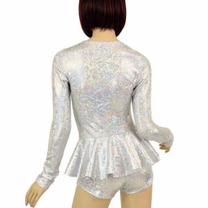 Silver on White Shattered Glass Holographic Long Sleeve Scoop - Etsy
