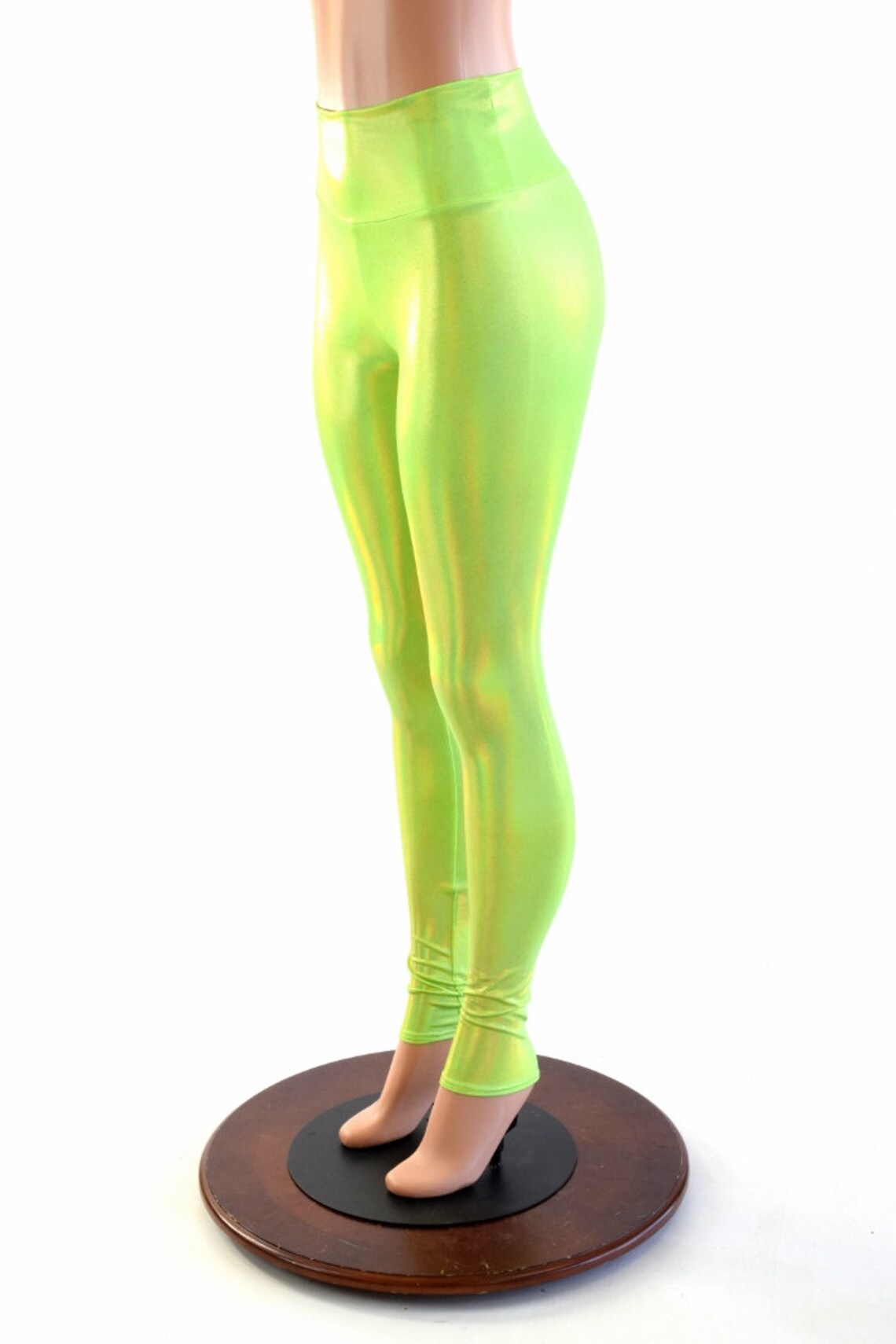 Neon Lime Green Holographic High Waist Leggings 153966 Etsy