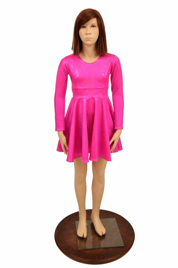 pink long sleeve skater dress Needle & Thread Sequinned Skater Dress