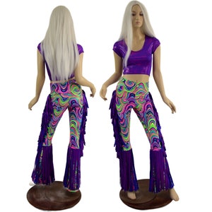 Womens Macho Wrestling Pants with Gladiator Fringe in Glow Worm and Grape Holographic (Top sold separately) 15810268