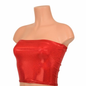 Red Sparkly Jewel Strapless Tube Top  - 155539