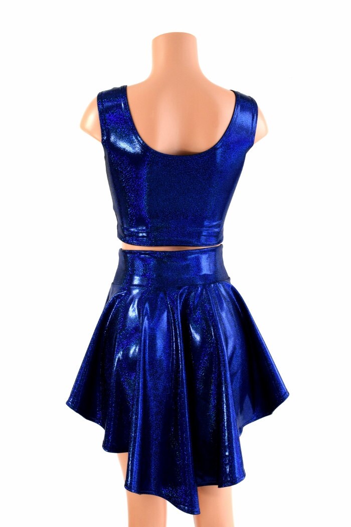 3PC Rave Outfit Royal Blue Sparkly 