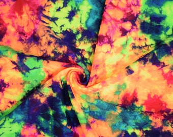 UV Glow Neon Acid Splash Four Way Stretch Spandex Fabric (By the Yard)