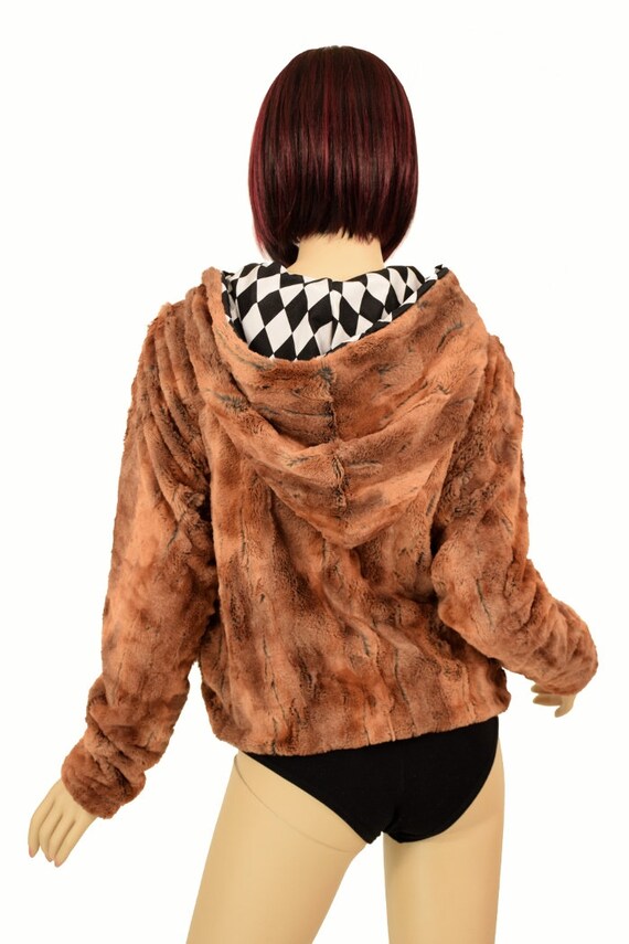 今季ブランド Reversible Red Black With Jacket Short Fur Faux Minky Fox ジャケット・アウター