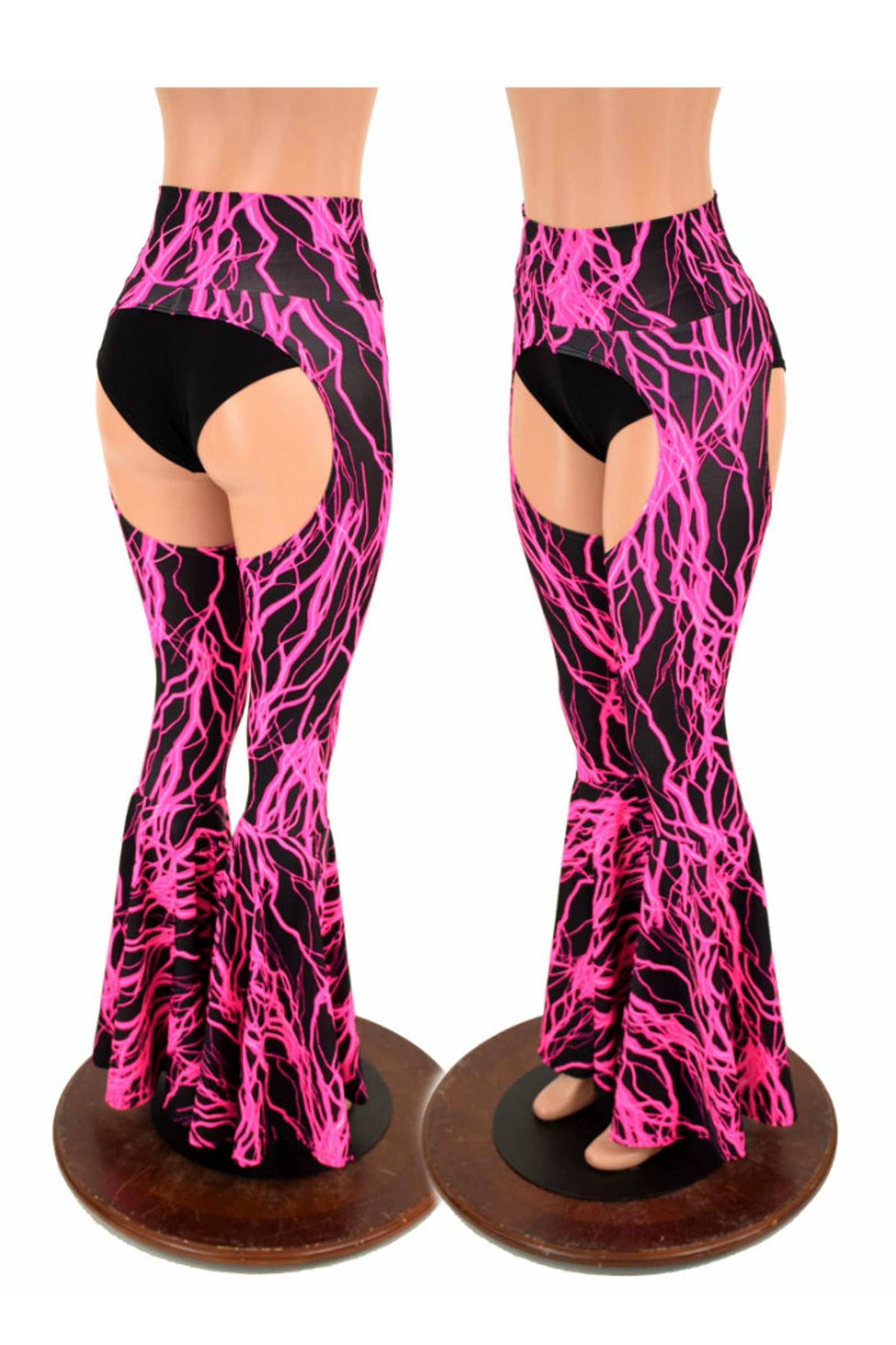 Bell Bottom Flare Chaps in Pink Lightning UV GLOW (shorts Not Included ...