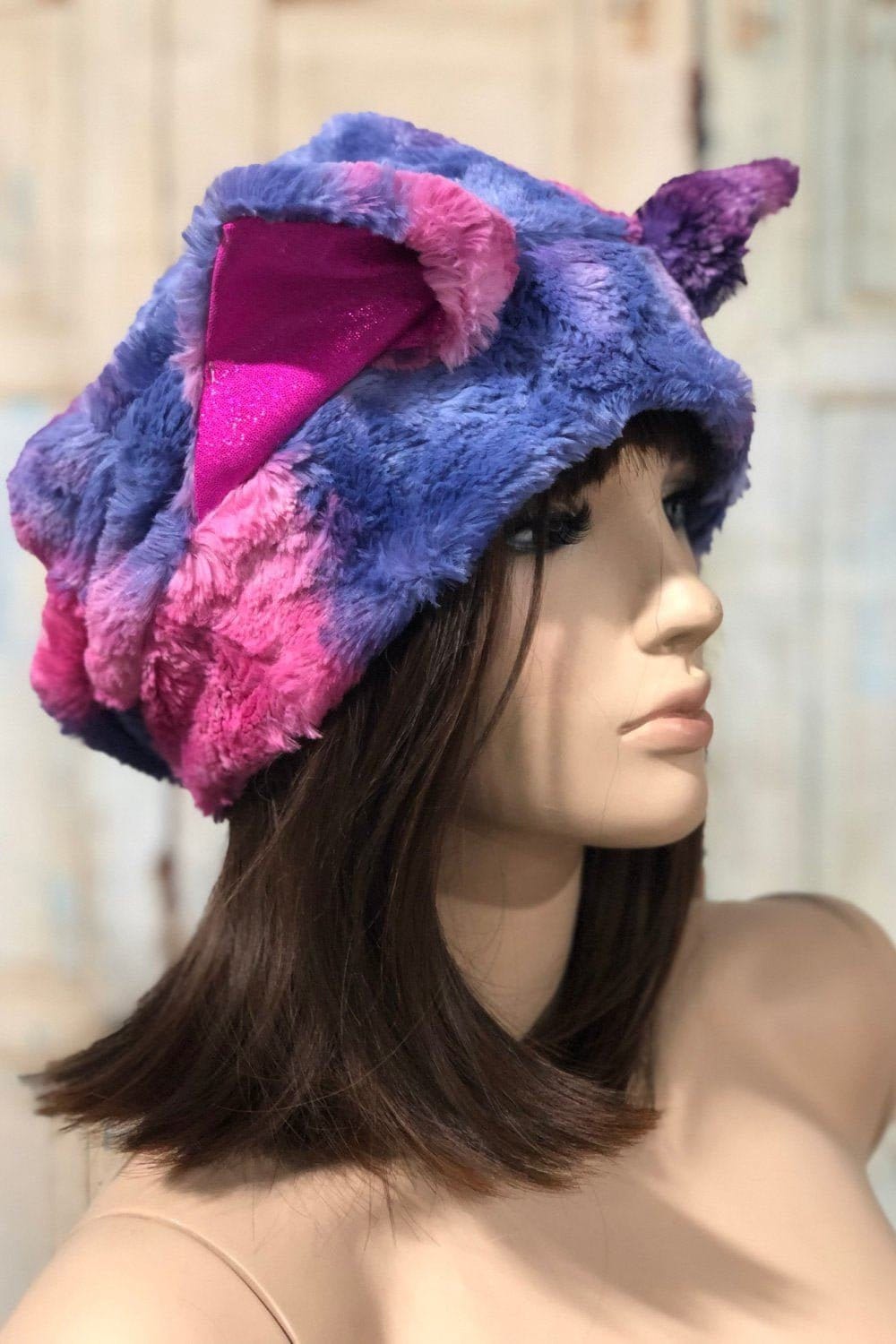 Razzle Dazzle Minky Faux Fur Beanie With Kitty Ears (ears  display picture 2