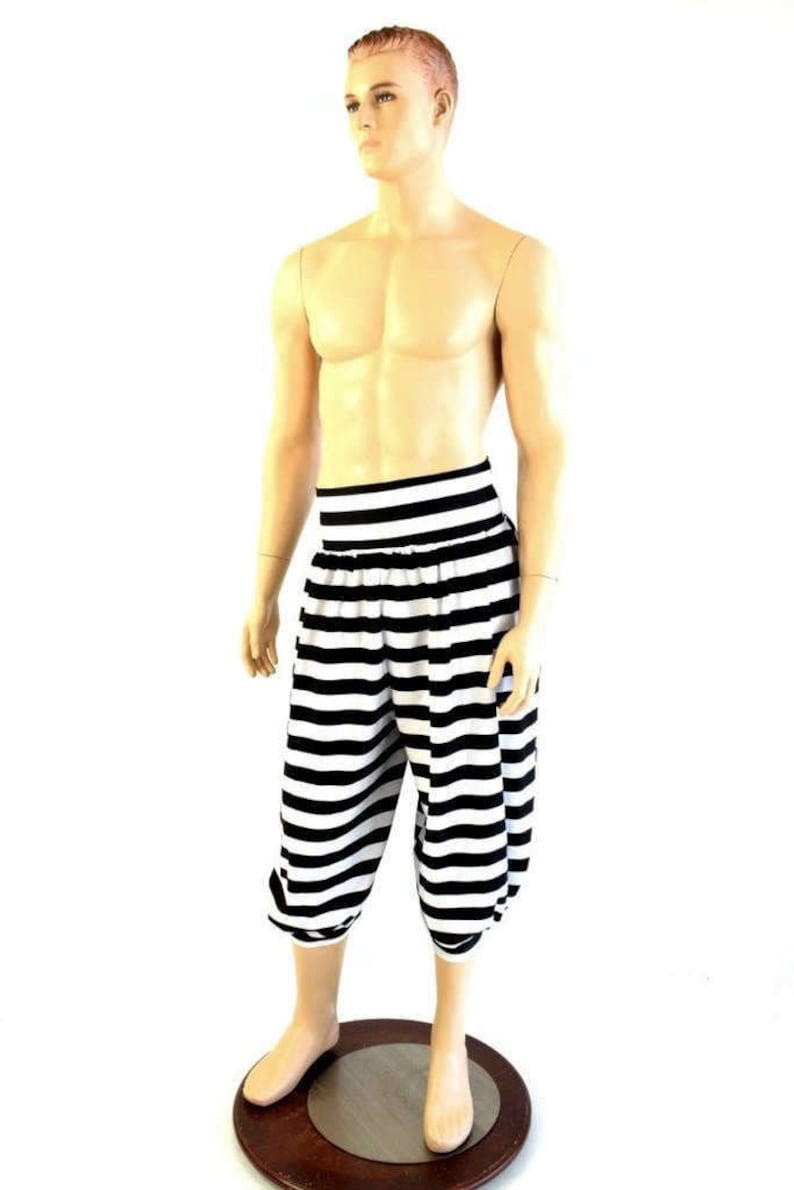 Michael Pants With Pockets in Black & White Horizontal Stripe - Etsy