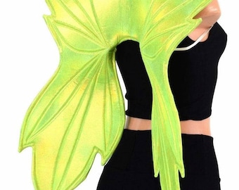Lime Green Holographic Wireless Fairy Wings Sparkly Holographic Shiny Faerie Fae Elf Elvish (Wings Only) -