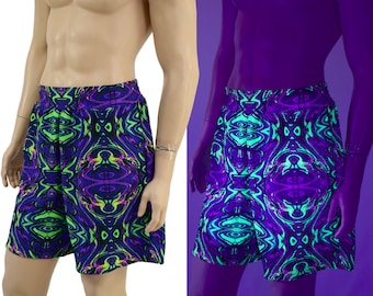 UV Glow Mens Basketball Shorts with Pockets in Neon Melt 15810088