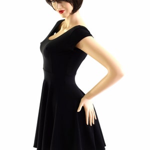 Black Zen Soft Knit Fit and Flare Cap Sleeve Skater Skate Dress 153913 image 3