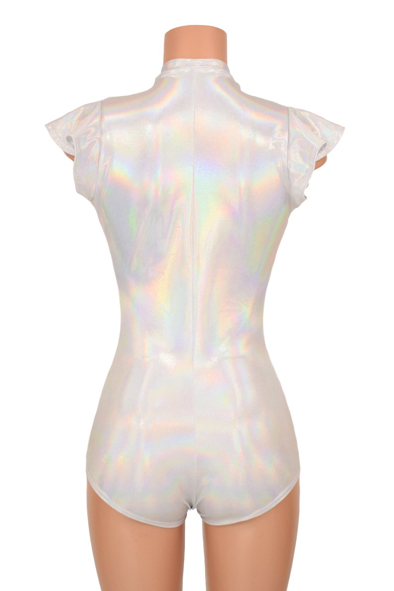 White Kaleidoscope Plunging V Neck Romper main image 1