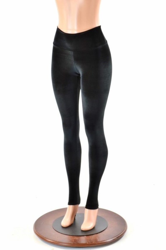 Black Stretch Velvet High Waist Leggings 152845 -  Canada