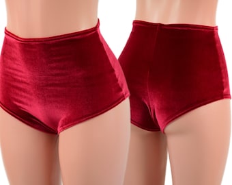High Waist Siren Shorts in Red Velvet