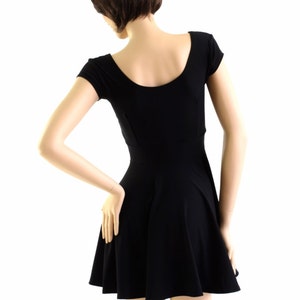 Black Zen Soft Knit Fit and Flare Cap Sleeve Skater Skate Dress 153913 image 2