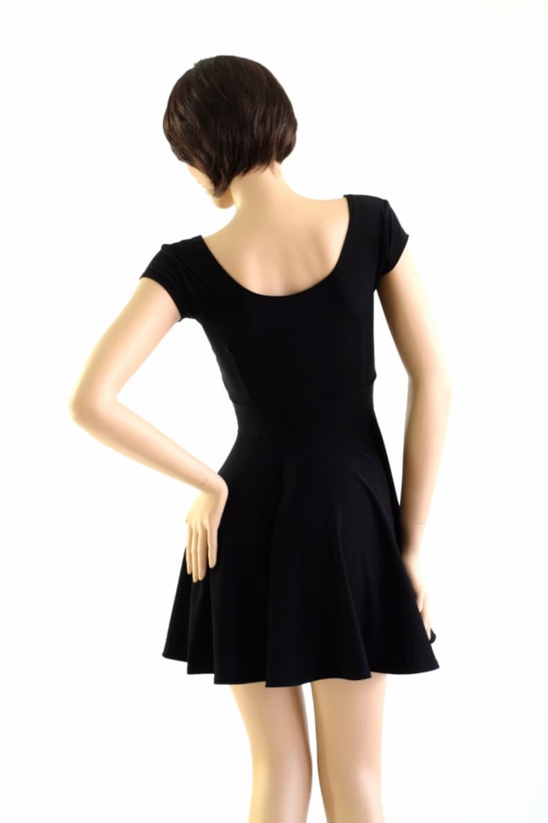 Black Zen Soft Knit Fit and Flare Cap Sleeve Skater Skate Dress 153913 image 2