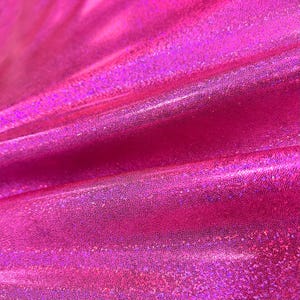Neon Pink Sparkly Jewel  Four Way Stretch Spandex Fabric  (By the Yard)