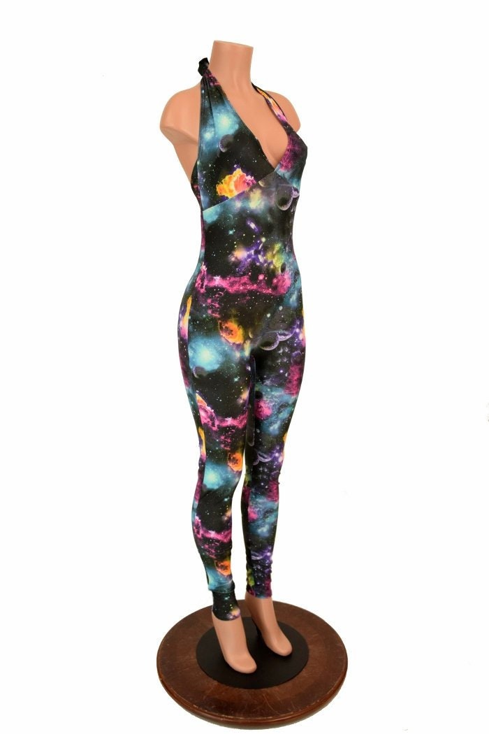 UV Glow Galaxy Halter Catsuit