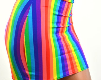 Rainbow Stripe Stretchy Bodycon Mini Skirt