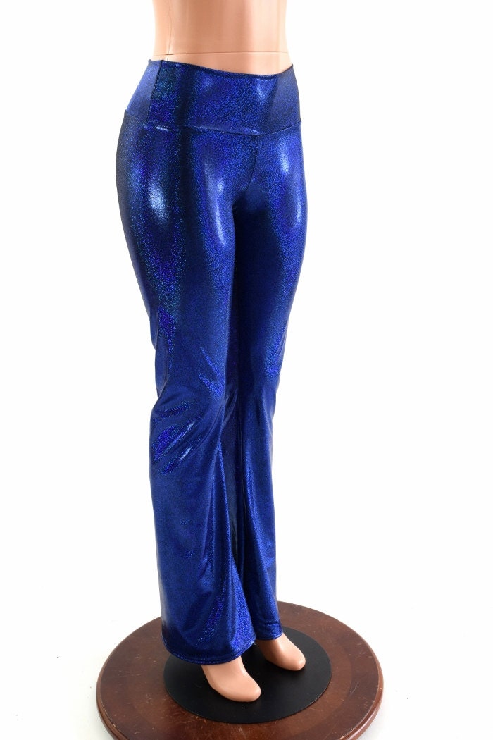 Womens Boot Cut Blue Sparkly Jewel High Waist Spandex Leggings Yoga 154036  -  Canada