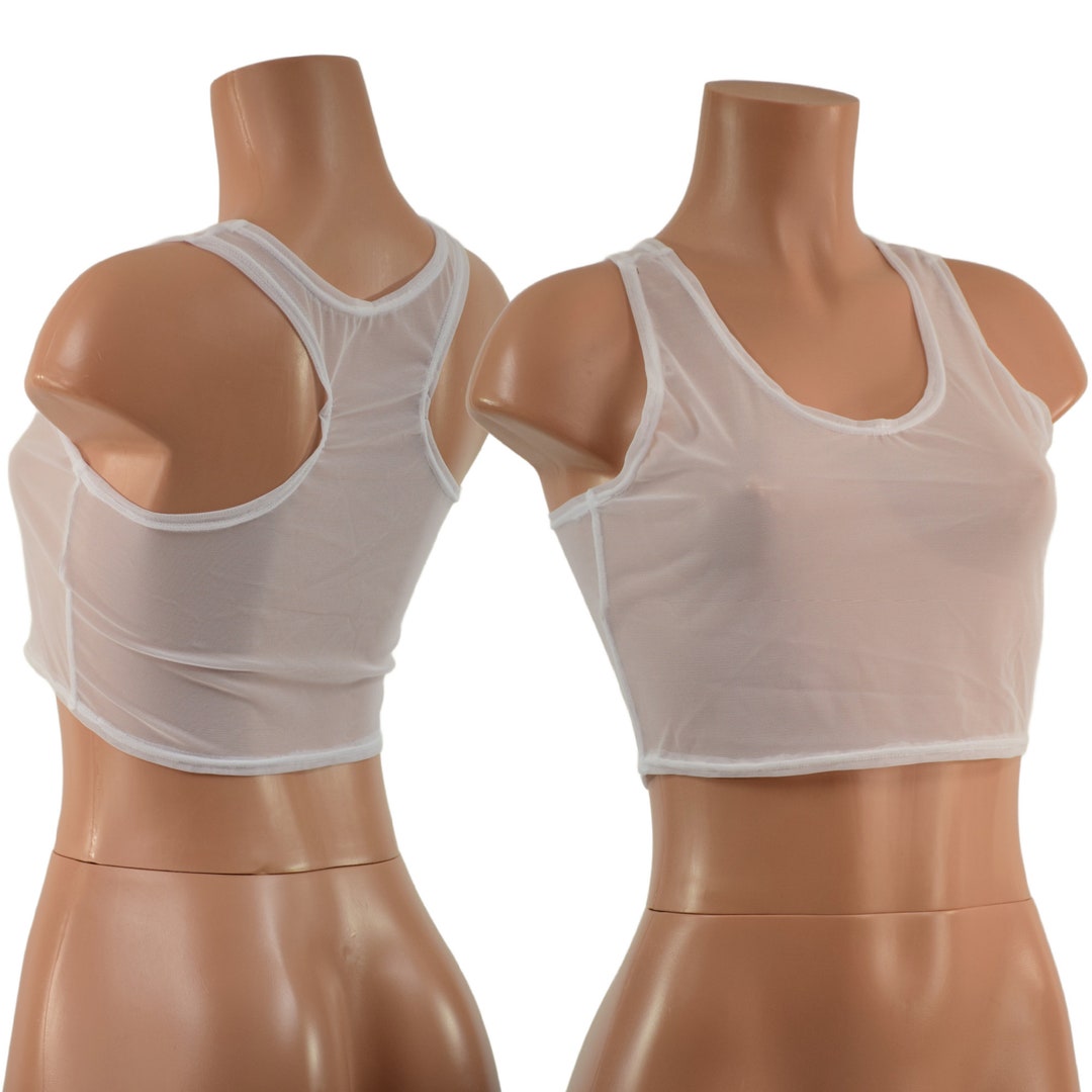 White Mesh Racerback Crop Top - Etsy