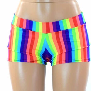 Lowrise Rainbow Stripe Booty Shorts Rave Festival Clubwear - Etsy