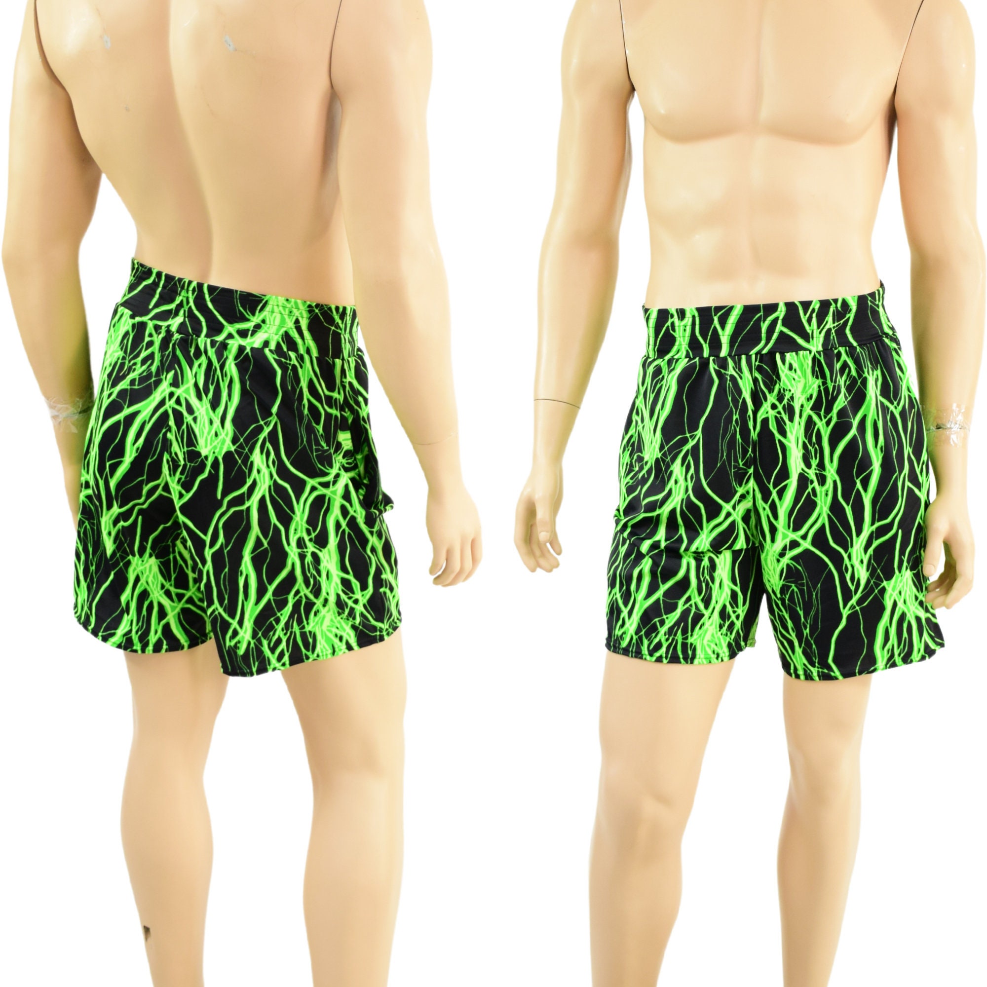 Shorts de basketball pour hommes avec poches en Neon Green Lightning 15810042 Etsy France