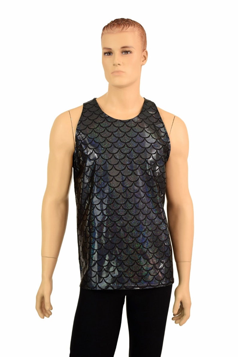 Mens Black Dragon Scale Muscle Shirt Mens Rave or Festival Etsy