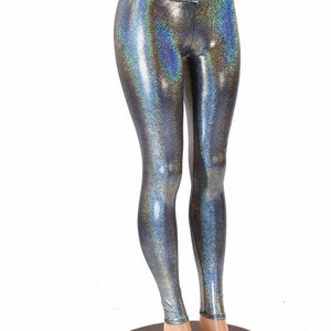 Silver Holographic Mid Rise Leggings  151548