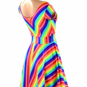 Rainbow Stripe Darted Cap Sleeve Fit and Flare Skater Dress 151388 - Etsy