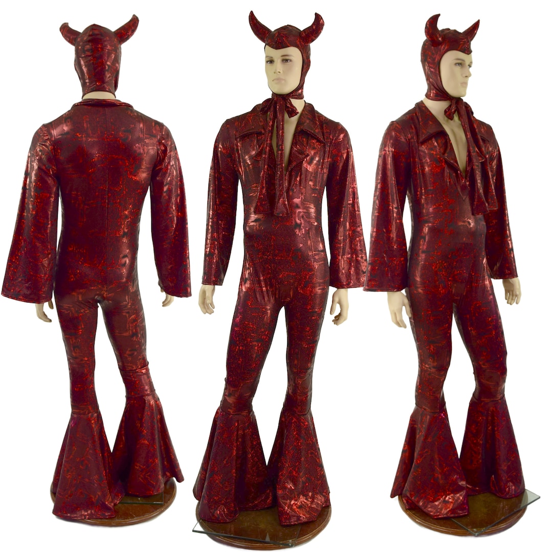 Mens Elvis Catsuit With Bell Bottoms, Bell Sleeves, and Plunging ...