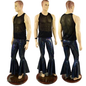 Mens Bell Bottom Flares in Black Kaleidoscope