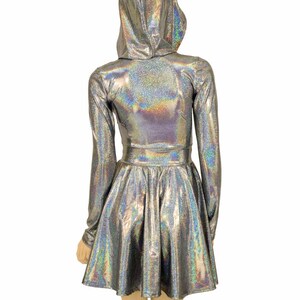 Silver Holographic Long Sleeve Fit and Flare Hoodie Skater - Etsy