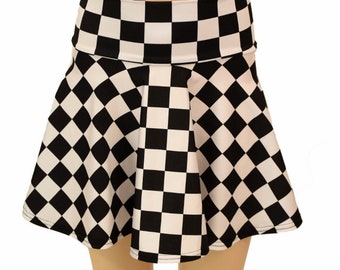 Kids Ruffle Skirt OR Skort in Black and White Checkered Print - 155958