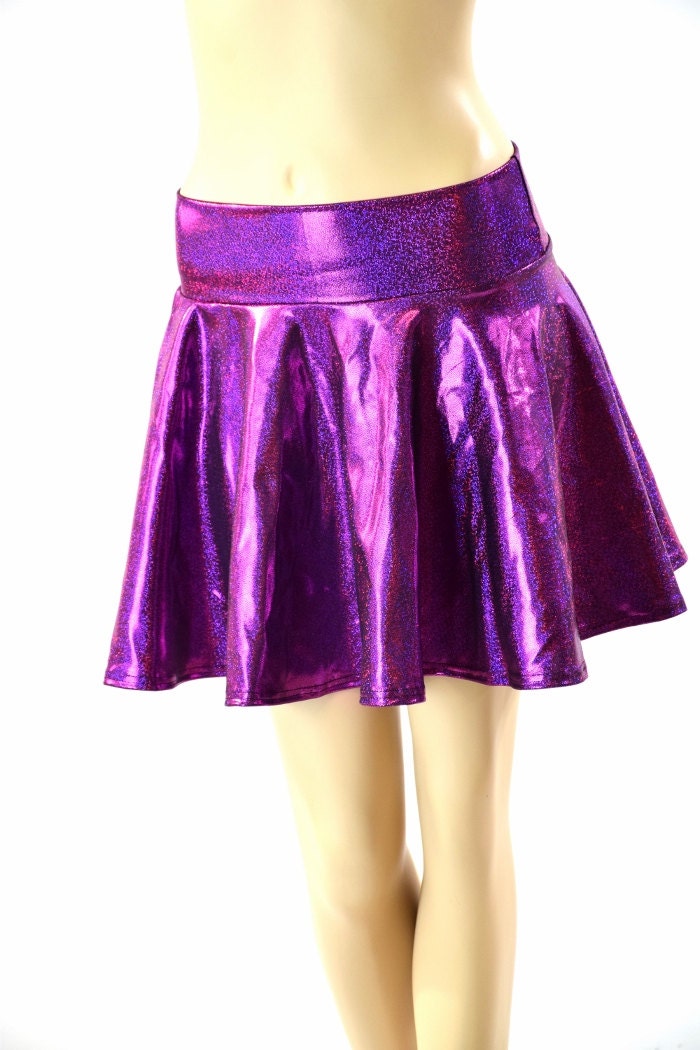 Fuchsia Sparkly Jewel Metallic Circle Cut Mini Skirt Rave | Etsy