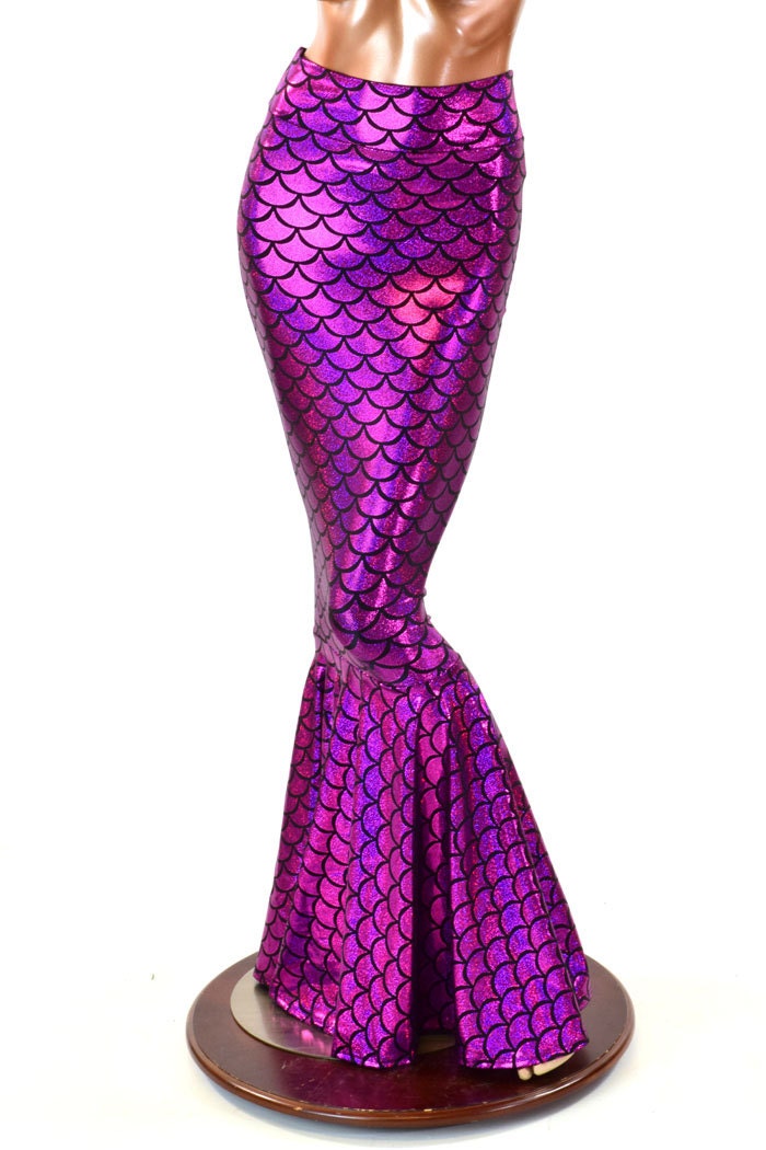 High Waist Fuchsia Purple Shimmering Holographic Mermaid Scale | Etsy